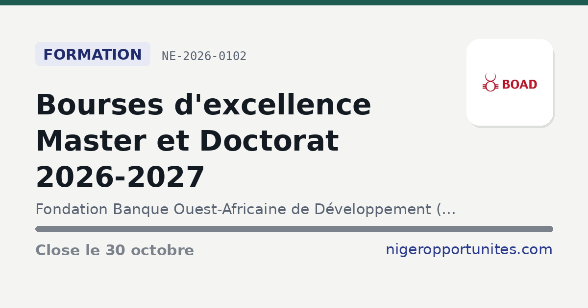Bourses d'excellence Master et Doctorat 2026-2027